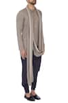 Buy_Antar Agni_Grey Linen Blend Draped Kurta _Online_at_Aza_Fashions