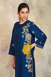 Shop_Sue Mue_Blue Raw Silk Embroidery Round Embellished Kurta Set _Online_at_Aza_Fashions