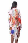 Shop_AK-OK_White Cotton Silk Abstract Print Lapel Collar Blazer And Draped Skirt Set_at_Aza_Fashions