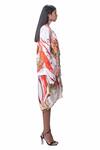 AK-OK_White Cotton Silk Abstract Print Lapel Collar Blazer And Draped Skirt Set_Online_at_Aza_Fashions