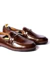 Artimen_Brown Leather Horse-bit Buckle Loafers _Online_at_Aza_Fashions