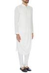 Lalit Jalan_White Rayon Solid Kurta Set  _Online_at_Aza_Fashions