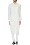 Shop_Lalit Jalan_White Rayon Solid Kurta Set  _Online_at_Aza_Fashions