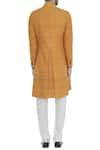 Shop_Khanijo_Yellow Handloom Silk Plain Mango Textured Achkan  _at_Aza_Fashions