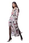 Buy_Anamika Khanna_Multi Color Chiffon Abstract Print Dress_Online_at_Aza_Fashions