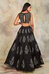 Shop_Sue Mue_Black Organza Embroidery Round Lehenga Set _at_Aza_Fashions