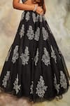 Sue Mue_Black Organza Embroidery Round Lehenga Set _at_Aza_Fashions