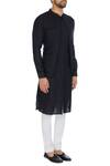 Khanijo_Black Linen Solid Jacket Layered Kurta  _Online_at_Aza_Fashions