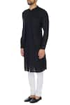 Buy_Khanijo_Black Linen Solid Jacket Layered Kurta  _Online_at_Aza_Fashions