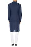 Shop_Khanijo_Blue Linen Solid Jacket Layered Kurta  _at_Aza_Fashions