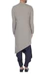 Shop_Antar Agni_Grey Linen Blend Solid Asymmetric Kurta _at_Aza_Fashions