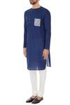 Buy_Dev R Nil_Blue Cotton Silk Kurta And Churidar Set_Online_at_Aza_Fashions