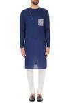 Shop_Dev R Nil_Blue Cotton Silk Kurta And Churidar Set_Online_at_Aza_Fashions