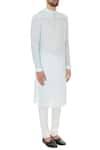 Dev R Nil_Blue Cotton Plain Kurta And Churidar_Online_at_Aza_Fashions