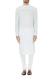 Shop_Dev R Nil_Blue Cotton Plain Kurta And Churidar_Online_at_Aza_Fashions