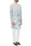 Dev R Nil_White Cotton Printed Kurta And Churidar_Online_at_Aza_Fashions