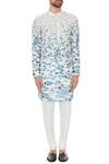 Shop_Dev R Nil_White Cotton Printed Kurta And Churidar_Online_at_Aza_Fashions