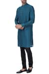 Buy_Vavci_Blue Cotton Silk Solid Kurta  _at_Aza_Fashions