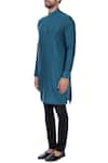 Buy_Vavci_Blue Cotton Silk Solid Kurta  _Online_at_Aza_Fashions