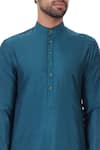 Vavci_Blue Cotton Silk Solid Kurta  _at_Aza_Fashions