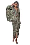 Shop_Anamika Khanna_Green Pure Silk Printed Top And Lungi Skirt Set_Online_at_Aza_Fashions