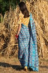 Shop_Rang Swati Vijaivargie_Blue Silk Chanderi Printed Saree With Blouse_at_Aza_Fashions