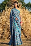 Buy_Rang Swati Vijaivargie_Blue Silk Chanderi Printed Saree With Blouse_Online_at_Aza_Fashions