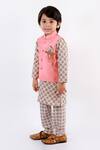 Buy_Lil Angels_Peach Muslin Brooches Bundi And Floral Printed Kurta Set _Online_at_Aza_Fashions