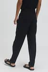 Shop_Terra Luna_Black 100% Organic Handloom Oxford Cotton Larvotto Pleated Pant _at_Aza_Fashions