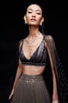 Buy_Sawan Gandhi_Black Embellished Sequin V Neck Lehenga Set _Online_at_Aza_Fashions