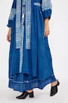 Buy_Jayati Goenka_Blue Hand Block Print Checkered V Neck Placket Kurta Skirt Set 
