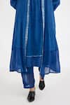 Jayati Goenka_Blue Cotton Solid Robe Open Sheer Hem Border Tunic Set _at_Aza_Fashions