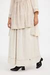 Jayati Goenka_White Cotton Handblock Print Checks Wrap Checkered Tunic With Skirt _at_Aza_Fashions