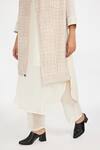 Jayati Goenka_White Cotton Handblock Print A-line Kurta Set With Checkered Stole _at_Aza_Fashions