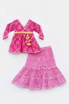 Fayon Kids Pink Cotton Tassels, Mirrors Bandhani Print Kurta And Sharara Set Online at Aza Fashions Fayon Kids_Pink Cotton Tassels, Mirrors Bandhani Print Kurta And Sharara Set _Online_at_Aza_Fashions