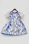 Fayon Kids_Blue Net Embroidery Floral Lace Dress _Online_at_Aza_Fashions