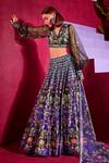 Shop_Limerick By Abirr N' Nanki_Purple Floral Print V Neck Maeve Lehenga Set_Online_at_Aza_Fashions