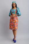 Buy_Nautanky_Orange Dress 100% Cotton Printed Floral Square Neck Puff Sleeve  _at_Aza_Fashions