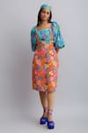 Shop_Nautanky_Orange Dress 100% Cotton Printed Floral Square Neck Puff Sleeve  _Online_at_Aza_Fashions