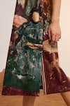 Shop_Cord_Beige Rayon Printed High Tea V Neck Zen Dress _Online_at_Aza_Fashions