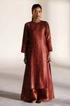 Mimamsaa_Red Eirini Brocade Silk Kurta Gharara Set_Online_at_Aza_Fashions