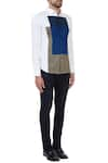 Vavci_White Egyptian Cotton Geometric Colorblock Shirt  _Online_at_Aza_Fashions