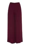 Shop_Pooja Peshoria_Wine Round Asymmetric Tunic Pant Set _Online_at_Aza_Fashions
