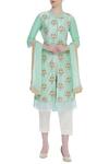 Buy_Manasi Sengupta_Green Band Collar Embroidered Kurta Set  _at_Aza_Fashions