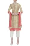 Buy_Manasi Sengupta_Gold Band Collar Embroidered Kurta Set  _at_Aza_Fashions