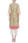 Buy_Manasi Sengupta_Gold Band Collar Embroidered Kurta Set  _Online_at_Aza_Fashions