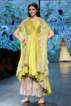 Shop_Anushree Reddy_Green Embroidered Cape And Kurta Set_at_Aza_Fashions