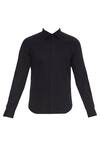 Buy_Bloni_Black Plain Classic Collared Shirt_Online_at_Aza_Fashions