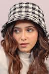 Shop_Hair Drama Co_Black Emily In Paris Houndstooth Pattern Bucket Hat _Online_at_Aza_Fashions