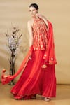 Buy_Nikasha_Red Embellished Layered Anarkali Set _Online_at_Aza_Fashions